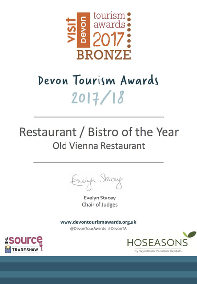 Devon Tourism Awards
Restaurant of the year